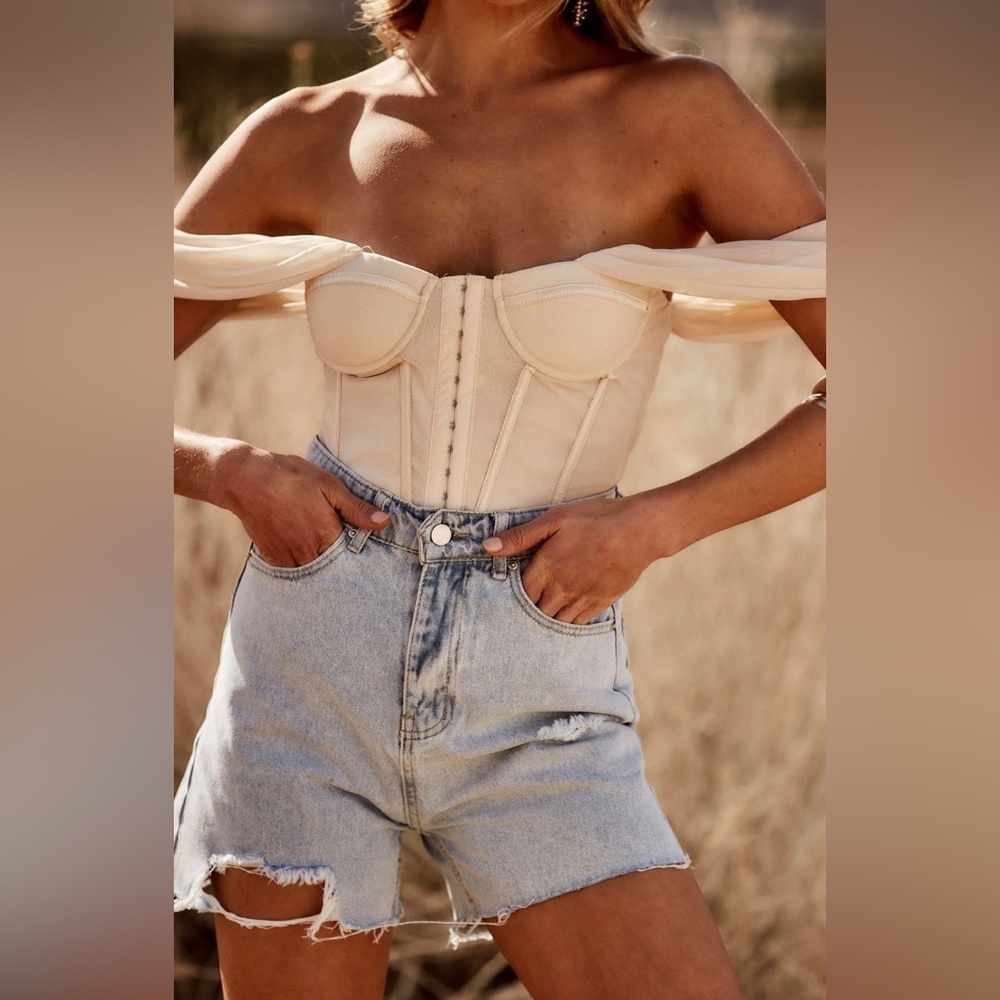12th Tribe cream corset top NWT